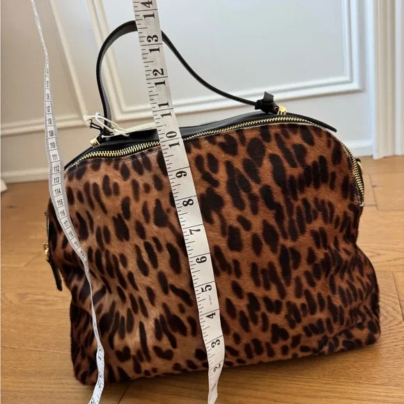 Giorgia Milani Leopard Print Calf Hair & Black Leather Satchel Purse - NWT - Picture 14 of 15